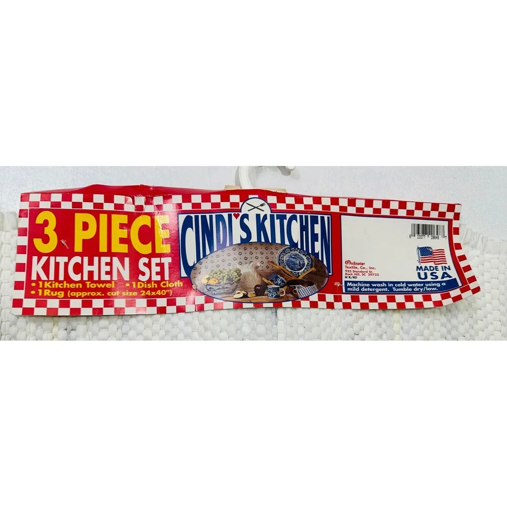Vintage Halloween Kitchen Set NWT 80s Cindis Kitchen Rug Towel Dishcloth Kitsch